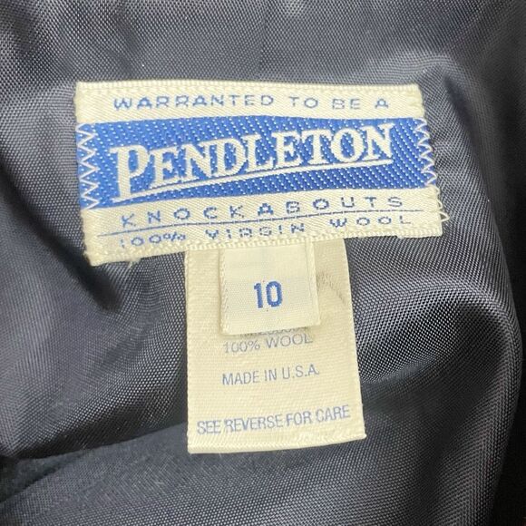 Pendleton Knockabouts Virgin Wool Zip Front Jacket Burgundy Blue Plaid Size 10 - Picture 12 of 16